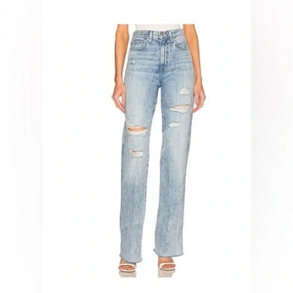 Veronica Beard Dylan High Rise Full Length Straight Jeans Pebble Stone Size 28 - Picture 2 of 14